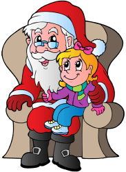 Młoda dziewczyna siedzi na kolanach Mikołaja Gra