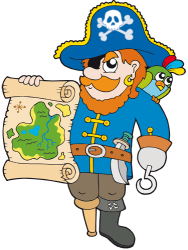 Pirate Captain z mapą skarbów Gra