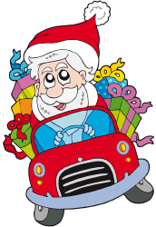 Santa napędza samochód z Boże Narodzenie prezenty Gra