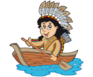 Indianin chłopiec w kajak na rzece Gra