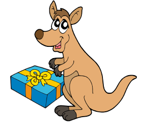 Kangur zadowolony z jego dar Bożego Narodzenia Gra