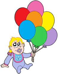 Dziecko bawi się z kilku nadmuchiwanych balonów Gra