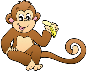 Szympans, afrykańskie małpy jedzeniu bananów Gra