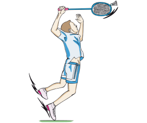 Gracz w akcji w meczu badmintona Gra