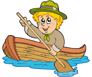 Harcerz w drewnianych łodzi wiosło Gra