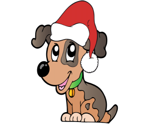 Pies z Święty Mikołaj kapelusz Gra
