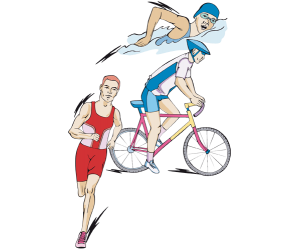Triathlete w trzech częściach triathlon Gra