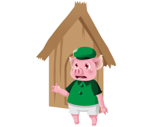 Świnia przed jego dom z drewna Gra